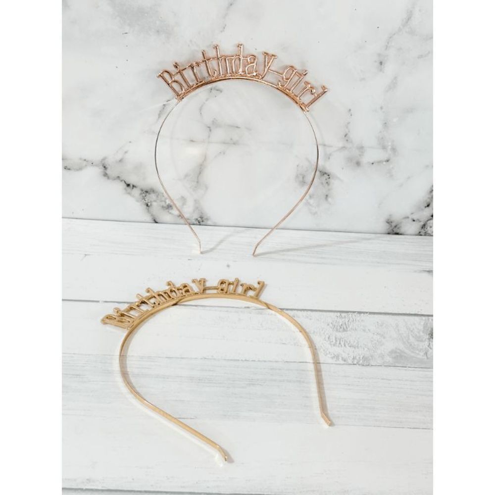 Rose Gold "Birthday Girl" Headband Tiara - Picture 9 of 13
